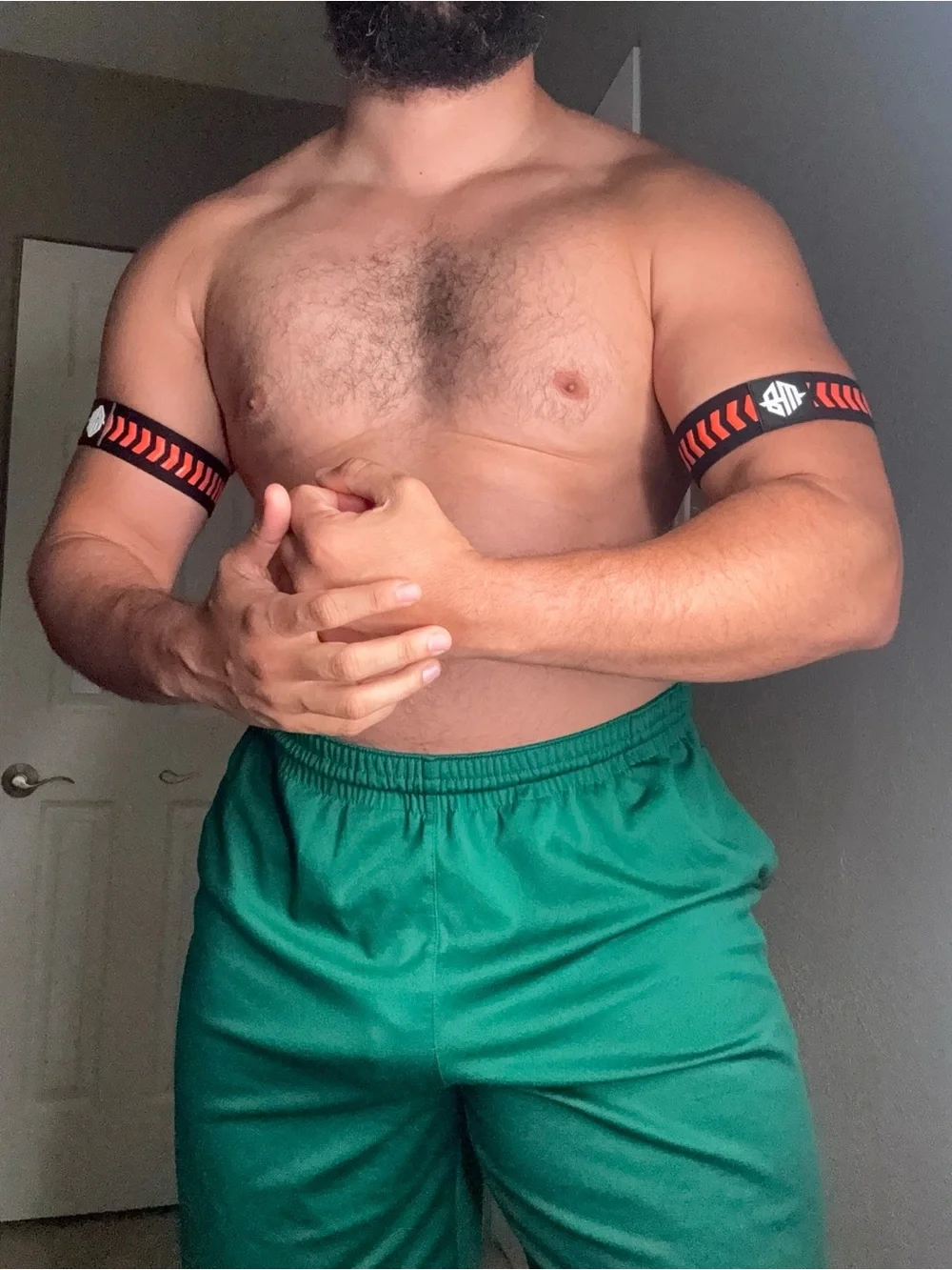 BREEDWELL Adjustable Black and Orange Arm Bands for Men
